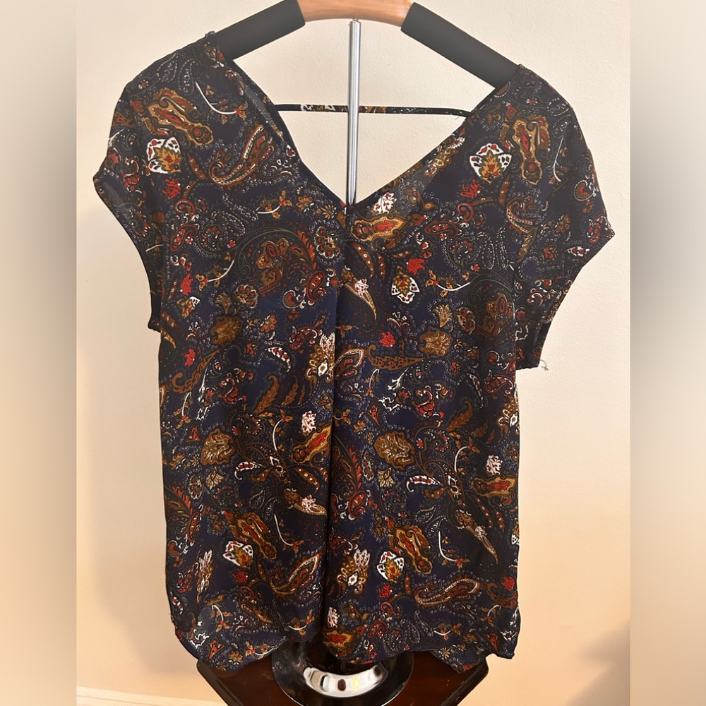 Navy bohemian pattern blouse